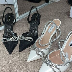 Steve Madden White and Silver Women's Heels